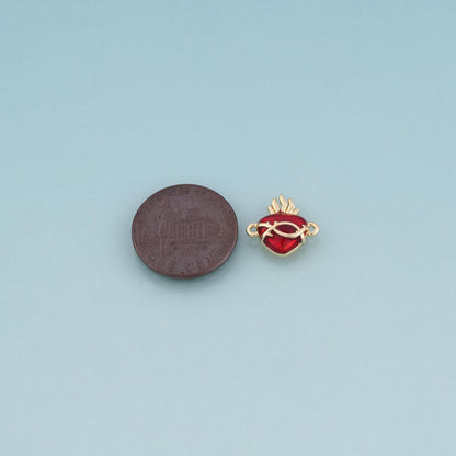 18K Gold Filled Enamel Sacred Heart of Thorns Connector,Retro Religion Charm Connector Bracelet Necklace for DIY Jewelry Maki