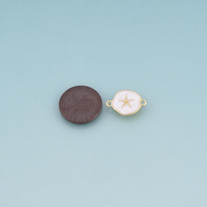 18K Gold Filled Enamel Starfish Connector,Ocean Charm Connector Bracelet Necklace for DIY Jewelry Making Supply