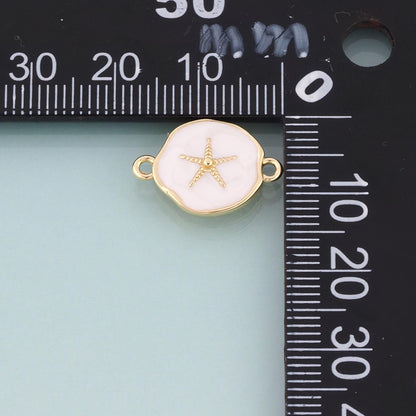 18K Gold Filled Enamel Starfish Connector,Ocean Charm Connector Bracelet Necklace for DIY Jewelry Making Supply