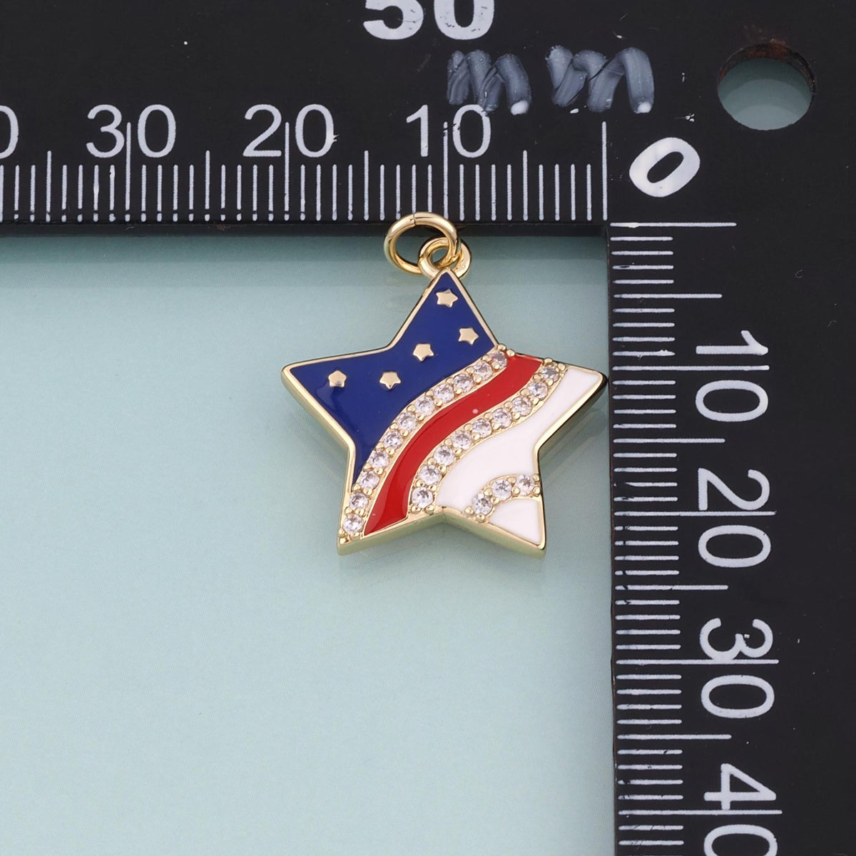 18K Gold Filled Enamel Star Pendant,Flag of The United Charm Bracelet Necklace for DIY Jewelry Making Supply