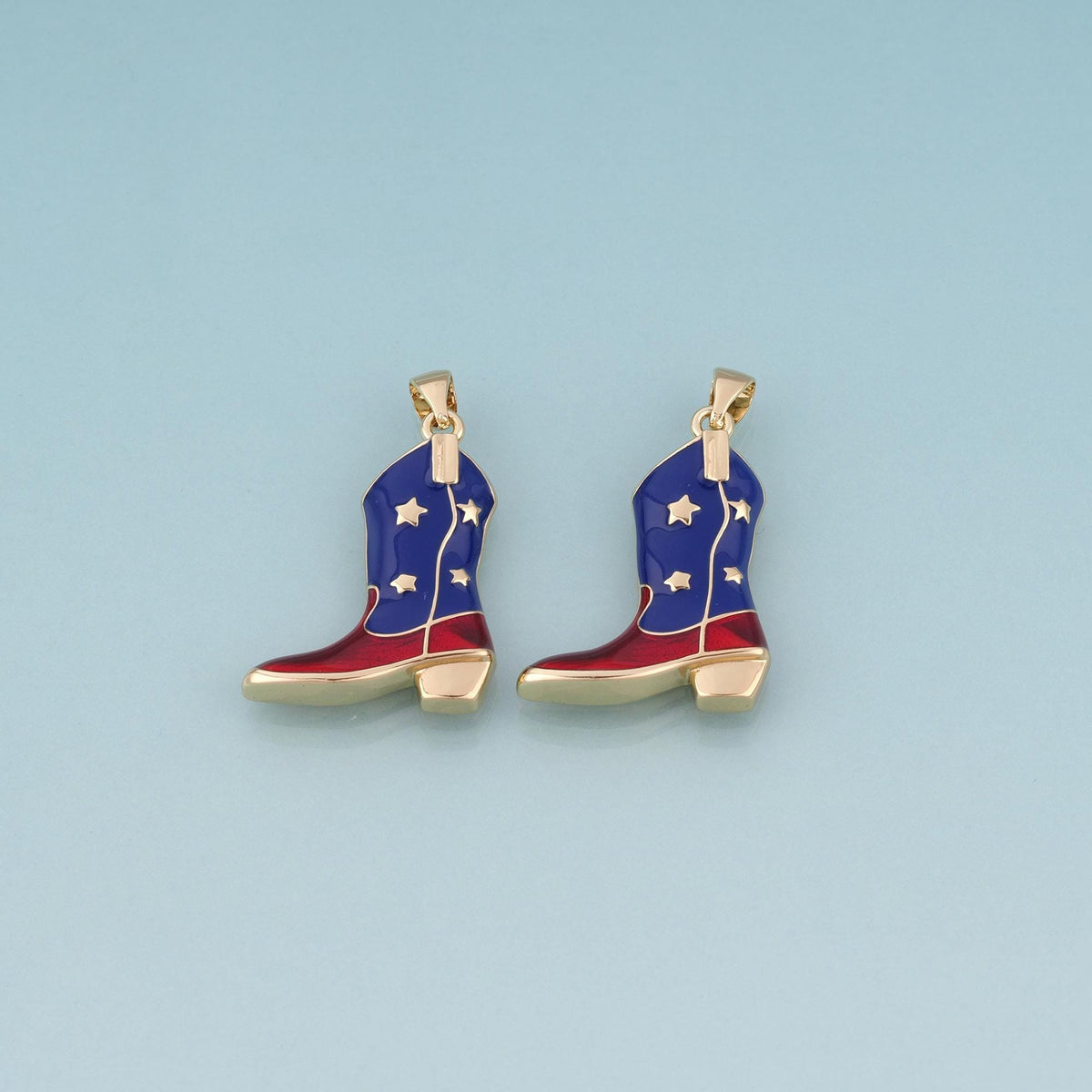 18K Gold Filled Enamel Boots Pendant, American Charm Bracelet Necklace for DIY Jewelry Making Supply
