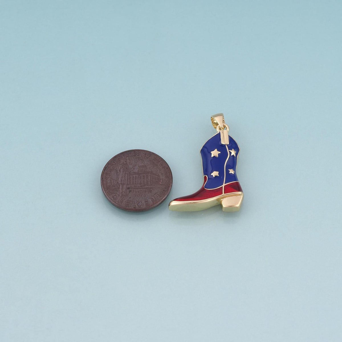 18K Gold Filled Enamel Boots Pendant, American Charm Bracelet Necklace for DIY Jewelry Making Supply