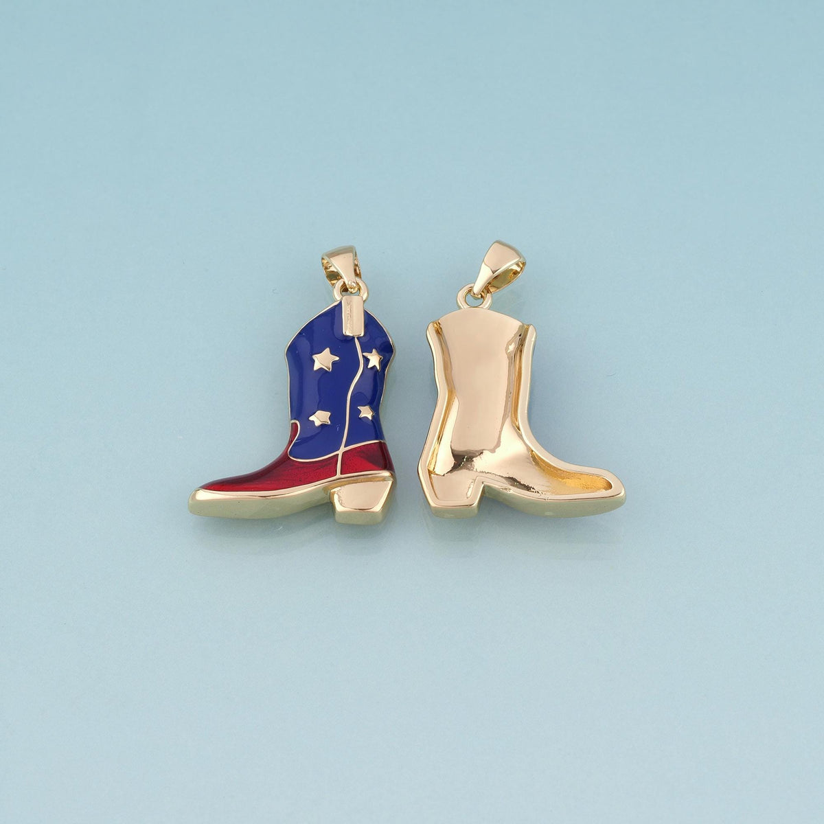18K Gold Filled Enamel Boots Pendant, American Charm Bracelet Necklace for DIY Jewelry Making Supply