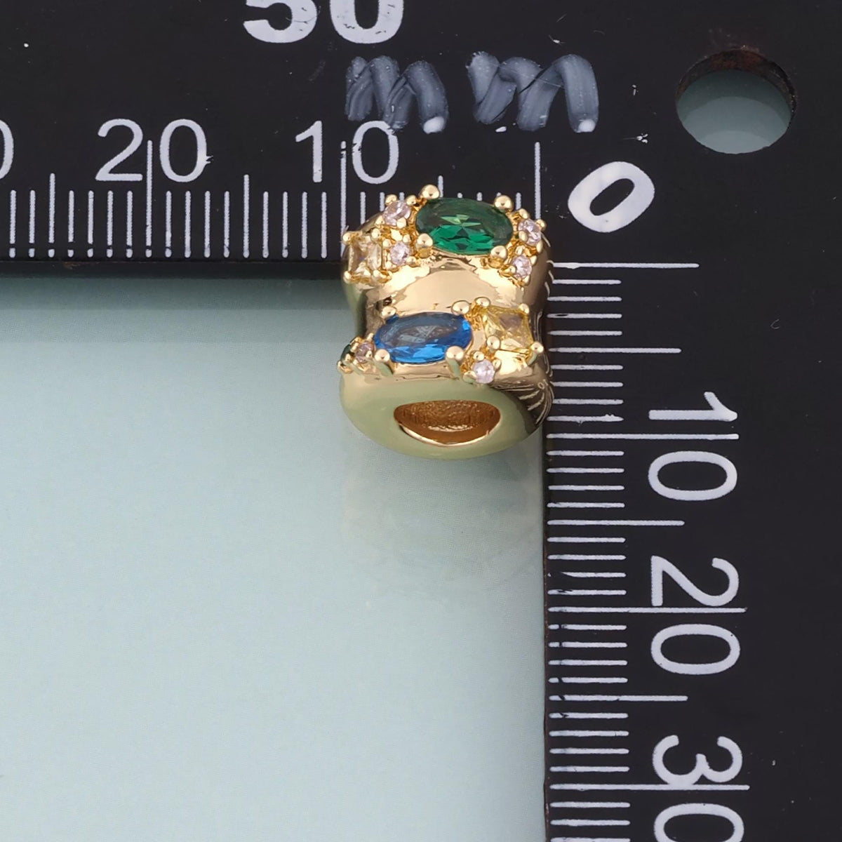18K Gold Filled CZ Cylinder Bead,Exquisite Charm Spacer Bead Bracelet Necklace for DIY Jewelry Making Supply