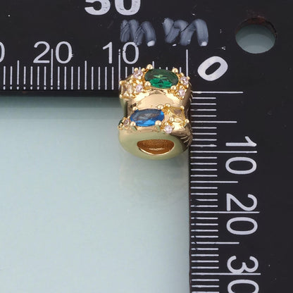 18K Gold Filled CZ Cylinder Bead,Exquisite Charm Spacer Bead Bracelet Necklace for DIY Jewelry Making Supply