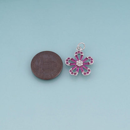 18K Gold Filled Crystal Flower Charm Pendant for Jewelry Making