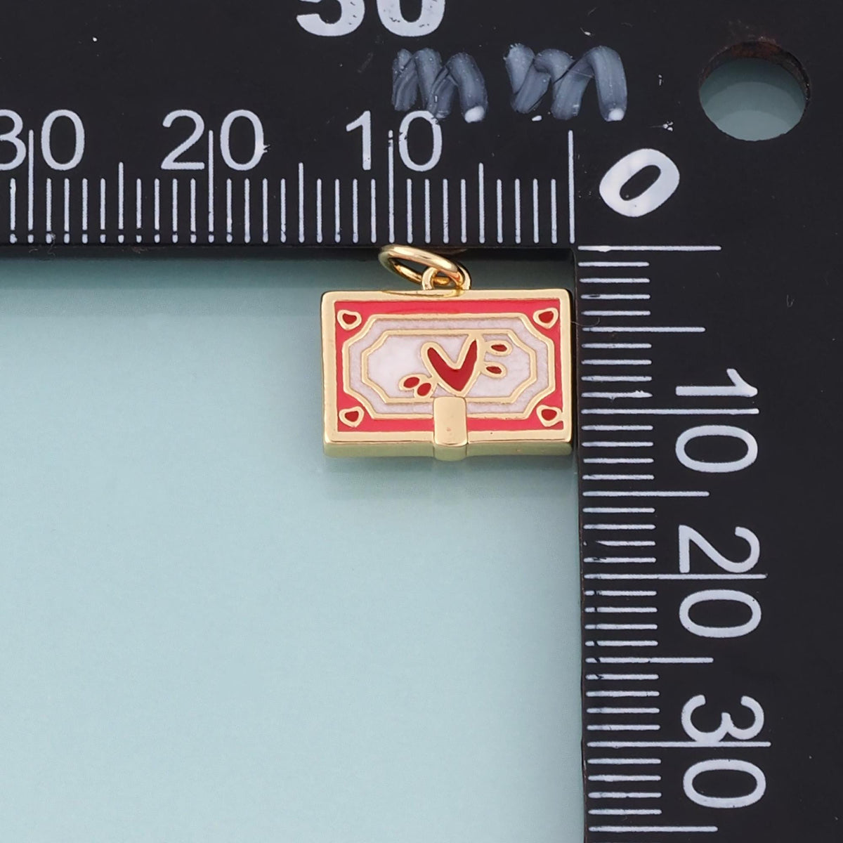 18K Gold Filled Enamel Love Envelope Pendant,Love Letter Theme Bracelet Necklace for DIY Jewelry Making Supply