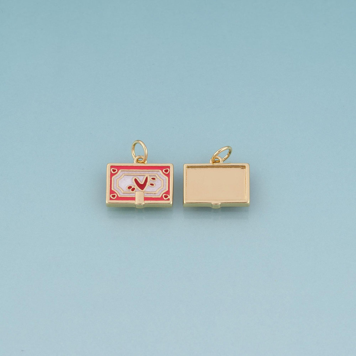 18K Gold Filled Enamel Love Envelope Pendant,Love Letter Theme Bracelet Necklace for DIY Jewelry Making Supply