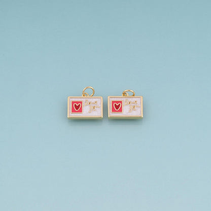 18K Gold Filled Enamel Love Stamp Envelope Pendant,Love Letter Theme Bracelet Necklace for DIY Jewelry Making Supply