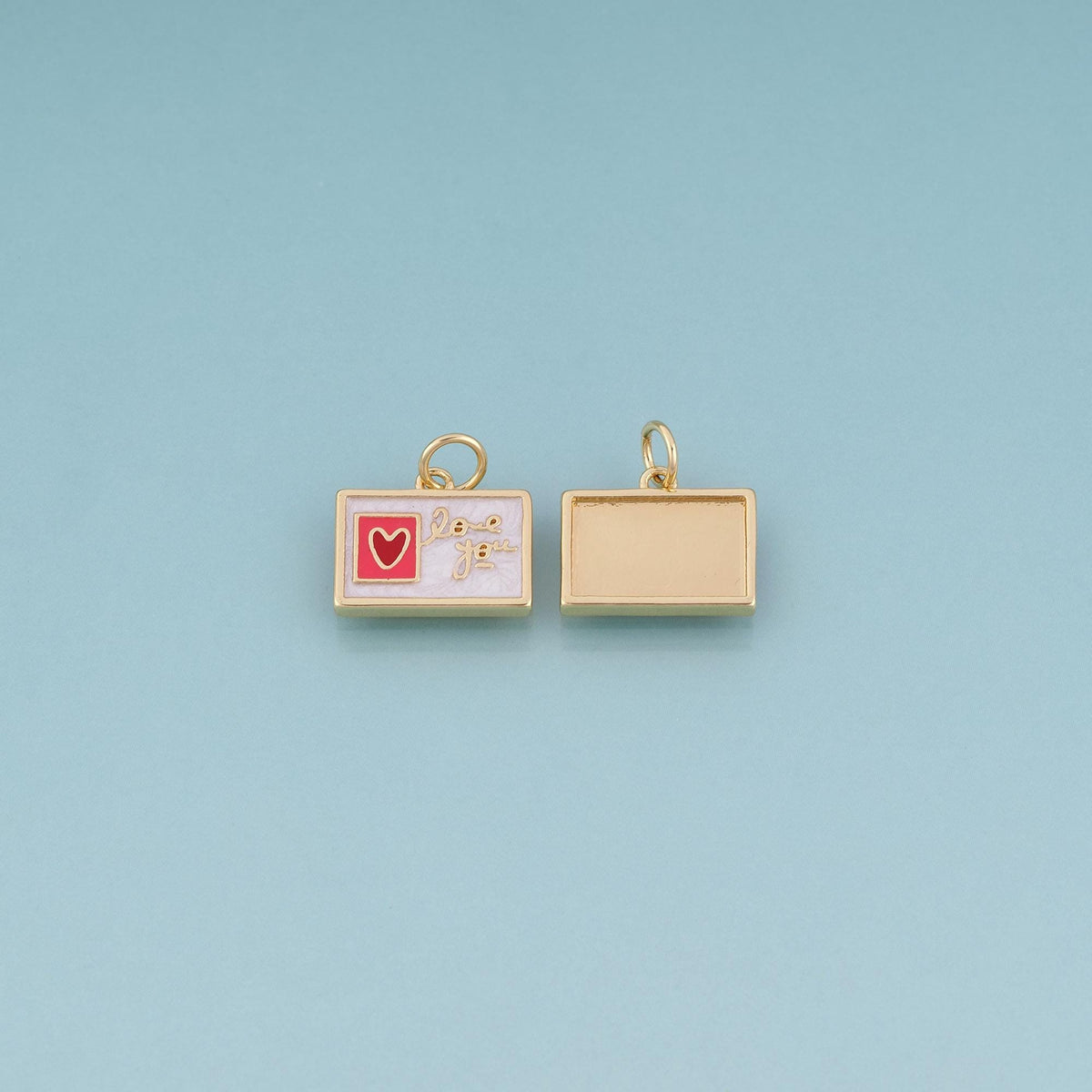 18K Gold Filled Enamel Love Stamp Envelope Pendant,Love Letter Theme Bracelet Necklace for DIY Jewelry Making Supply
