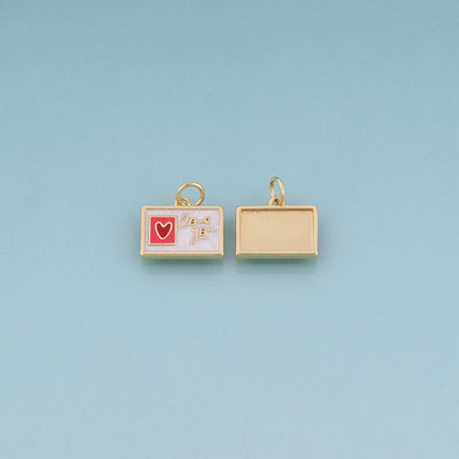 18K Gold Filled Enamel Love Stamp Envelope Pendant,Love Letter Theme Bracelet Necklace for DIY Jewelry Making Supply