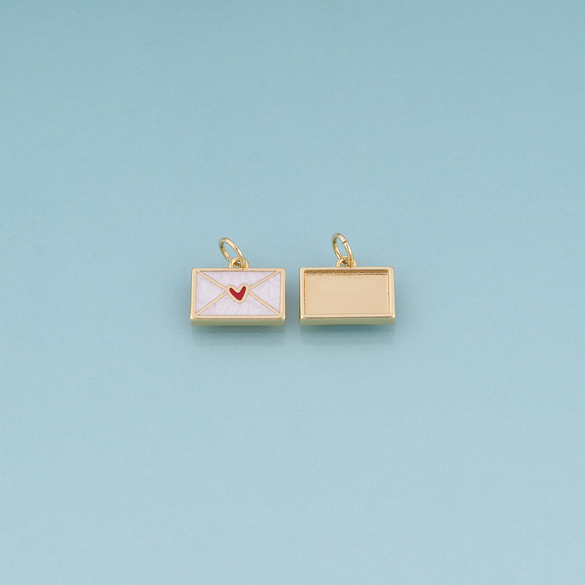 18K Gold Filled Enamel Love Envelope Pendant,Love Letter Theme Bracelet Necklace for DIY Jewelry Making Supply