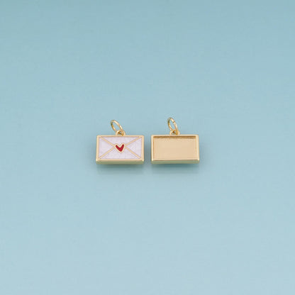 18K Gold Filled Enamel Love Envelope Pendant,Love Letter Theme Bracelet Necklace for DIY Jewelry Making Supply