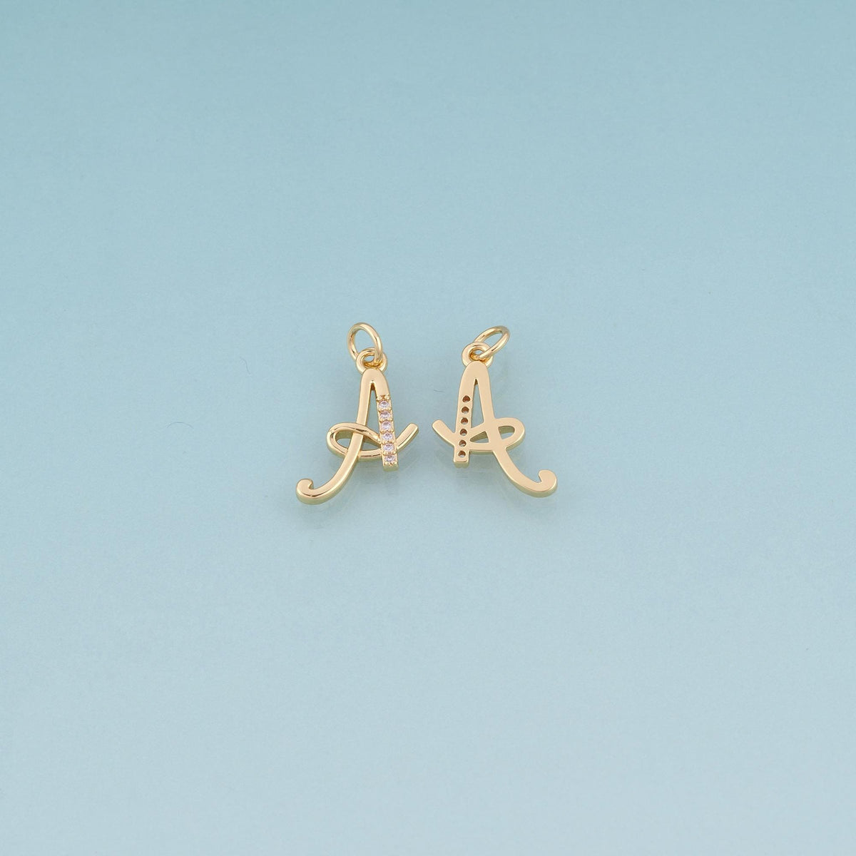 18K Gold Filled Cubic Zirconia Letter Charm Pendant for Jewelry Making