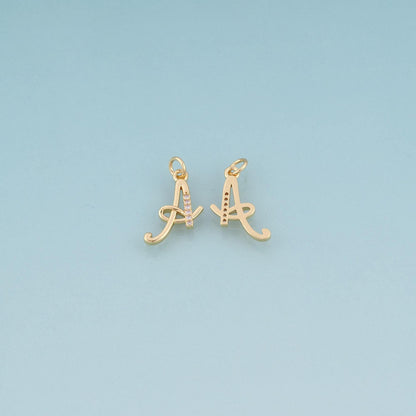 18K Gold Filled Cubic Zirconia Letter Charm Pendant for Jewelry Making