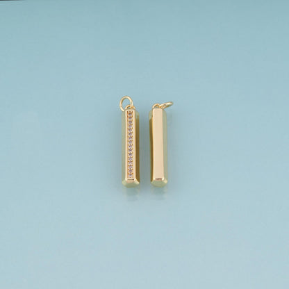 18K Gold Filled CZ Rectangle Bar Pendant,Minimalist Charm Bracelet Necklace for DIY Jewelry Making Supply