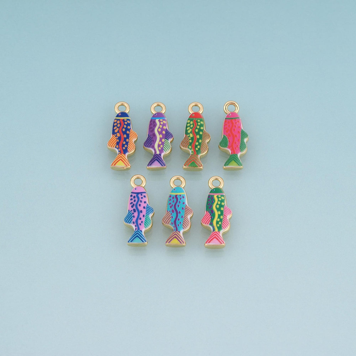 18K Gold Filled Enamel Fish Charm Pendant for Jewelry Making