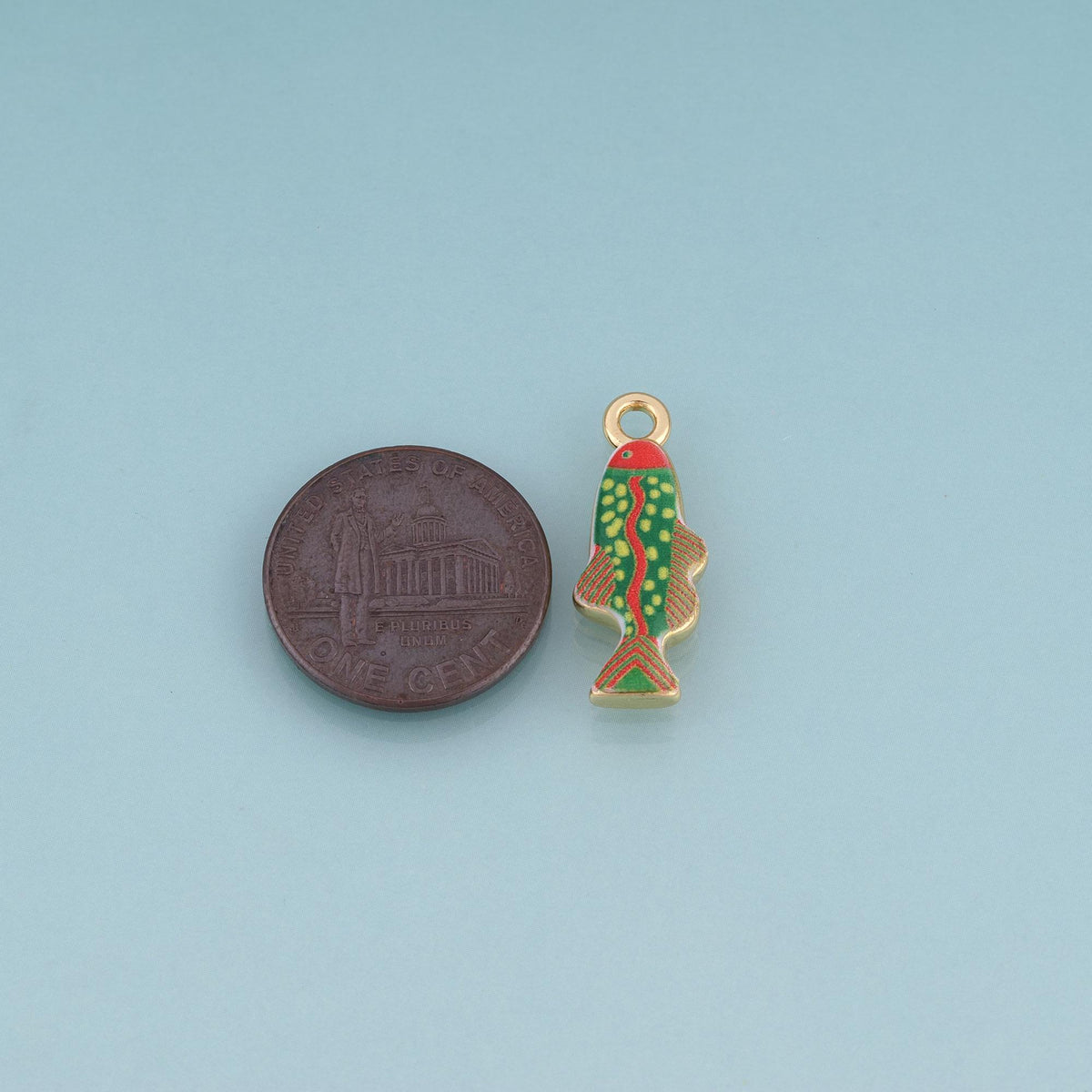 18K Gold Filled Enamel Fish Charm Pendant for Jewelry Making