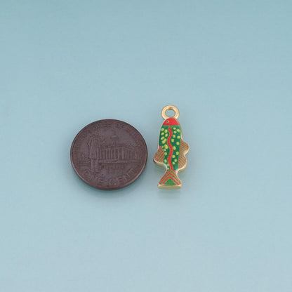 18K Gold Filled Enamel Fish Charm Pendant for Jewelry Making