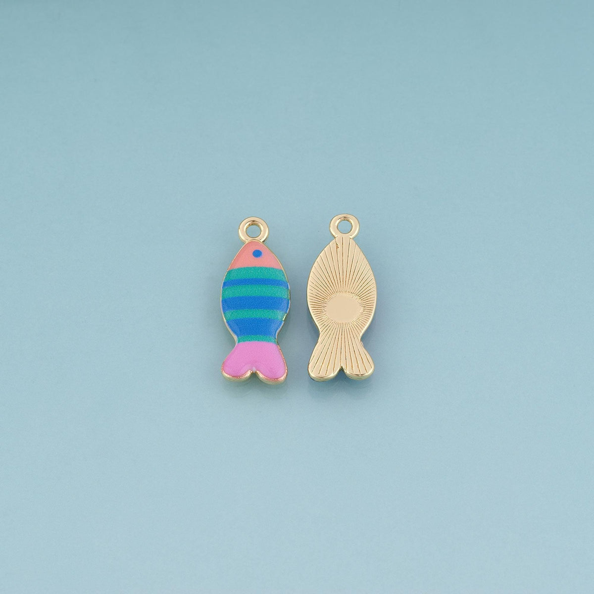 18K Gold Filled Ceramics Fish Pendant,Enamel Cartoon Illustration Charm Bracelet Necklace for DIY Jewelry Making Supply
