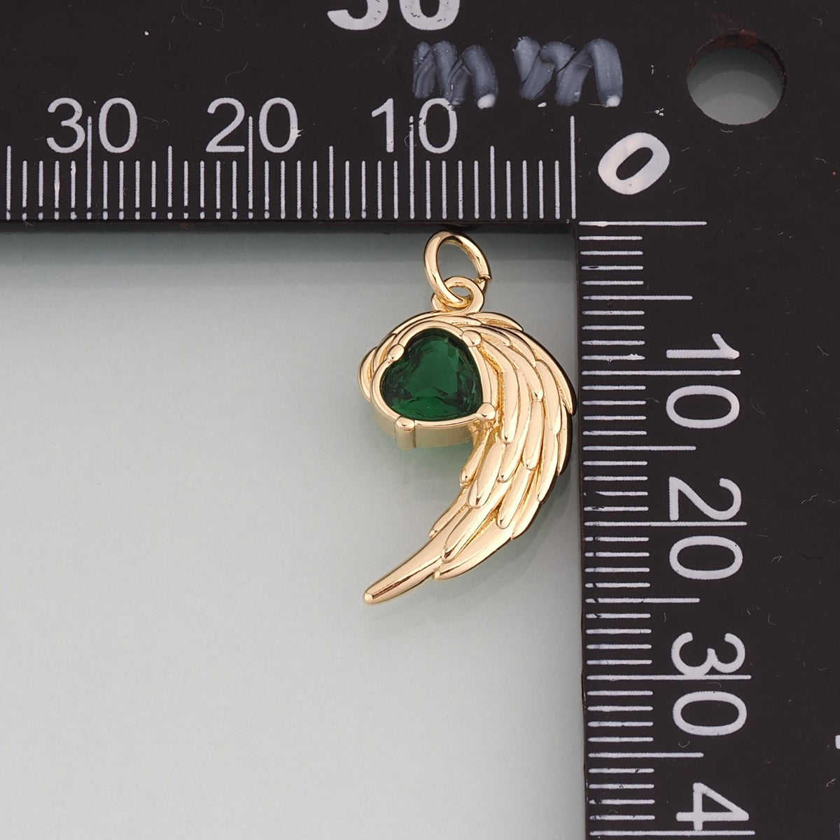 18K Gold Filled Crystal Wing Pendant,Minimalist Charm Bracelet Necklace for DIY Jewelry Making Supply