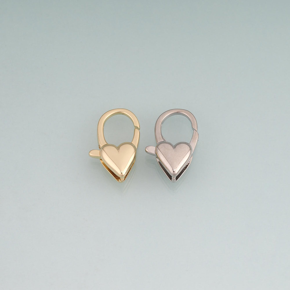18K Gold Filled Heart Spring Clasp Pendant,Minimalist Clasp Charm Bracelet Necklace for DIY Jewelry Making Supply