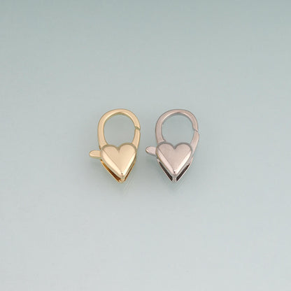 18K Gold Filled Heart Spring Clasp Pendant,Minimalist Clasp Charm Bracelet Necklace for DIY Jewelry Making Supply