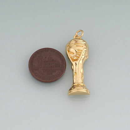 18K Gold Filled Soccer World Cup Trophy Pendant,Football Championship Charm Bracelet Necklace for DIY Jewelry Making Supply