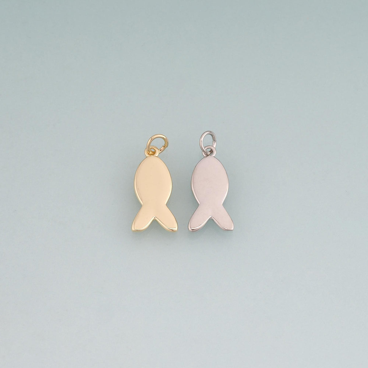 18K Gold Filled Fish Pendant,Minimalist Charm Bracelet Necklace for DIY Jewelry Making Supply