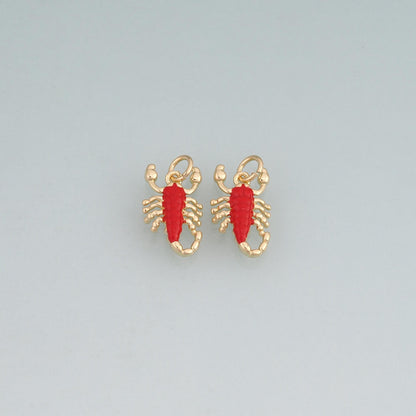 18K Gold Filled Enamel Scorpion Pendant,Insect Charm Bracelet Necklace for DIY Jewelry Making Supply