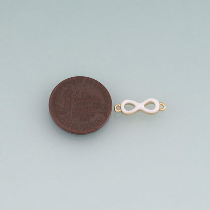 18K Gold Filled Enamel Infinity Symbol Connector,Minimalist Charm Bracelet Necklace for DIY Jewelry Making Supply