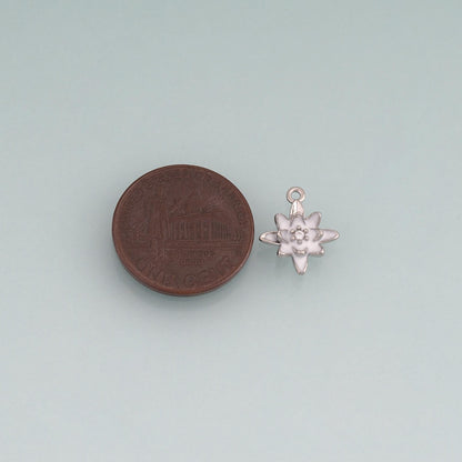 18K Gold Filled Enamel Lotus Round Pendant,Plant Charm Bracelet Necklace for DIY Jewelry Making Supply