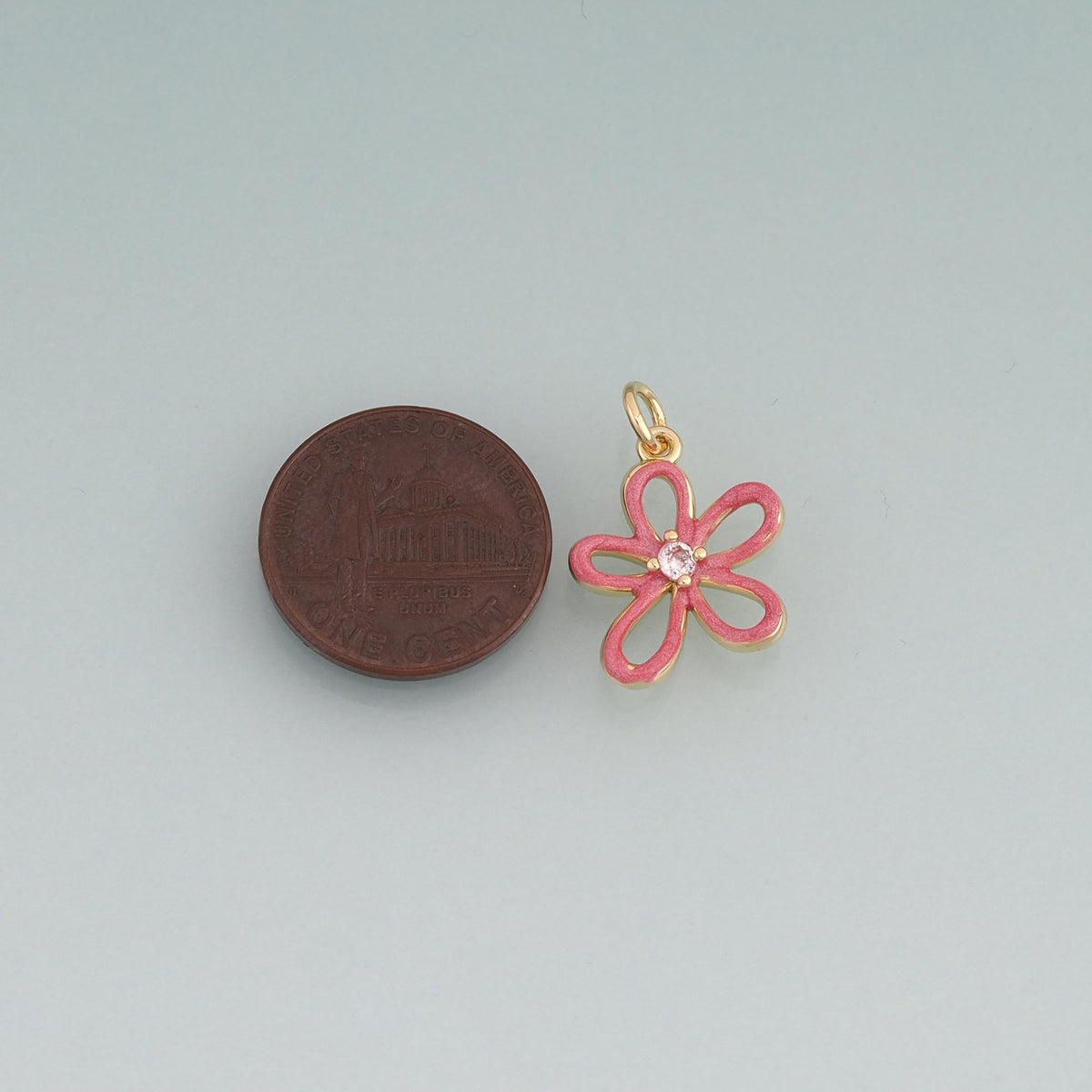18K Gold Filled Enamel Flower Pendant,Plant Charm Bracelet Necklace for DIY Jewelry Making Supply