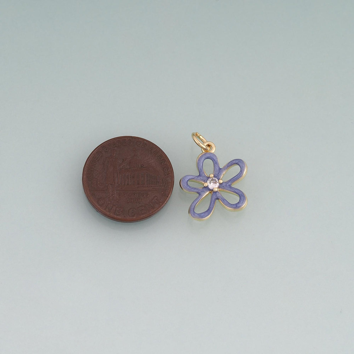18K Gold Filled Enamel Flower Pendant,Plant Charm Bracelet Necklace for DIY Jewelry Making Supply
