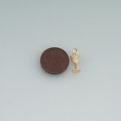 18K Gold Filled CZ Cocktail Glass Pendant,Exquisite Charm Bracelet Necklace for DIY Jewelry Making Supply