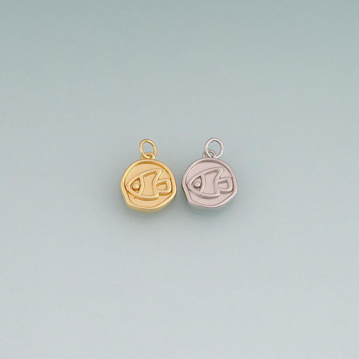 18K Gold Filled Relief Line Fish  Pendant,Minimalist Charm Bracelet Necklace for DIY Jewelry Making Supply