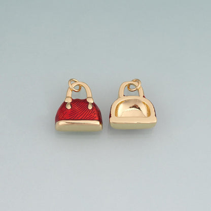 18K Gold Filled Enamel Handbag Pendant,Fashion Bag Charm Bracelet Necklace for DIY Jewelry Making Supply