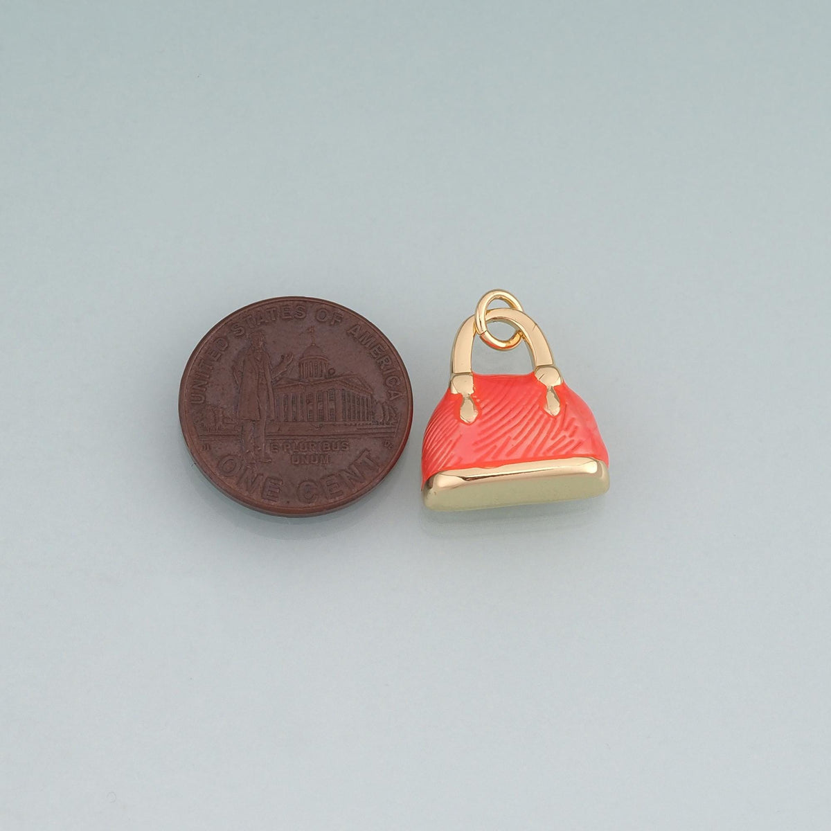 18K Gold Filled Enamel Handbag Pendant,Fashion Bag Charm Bracelet Necklace for DIY Jewelry Making Supply