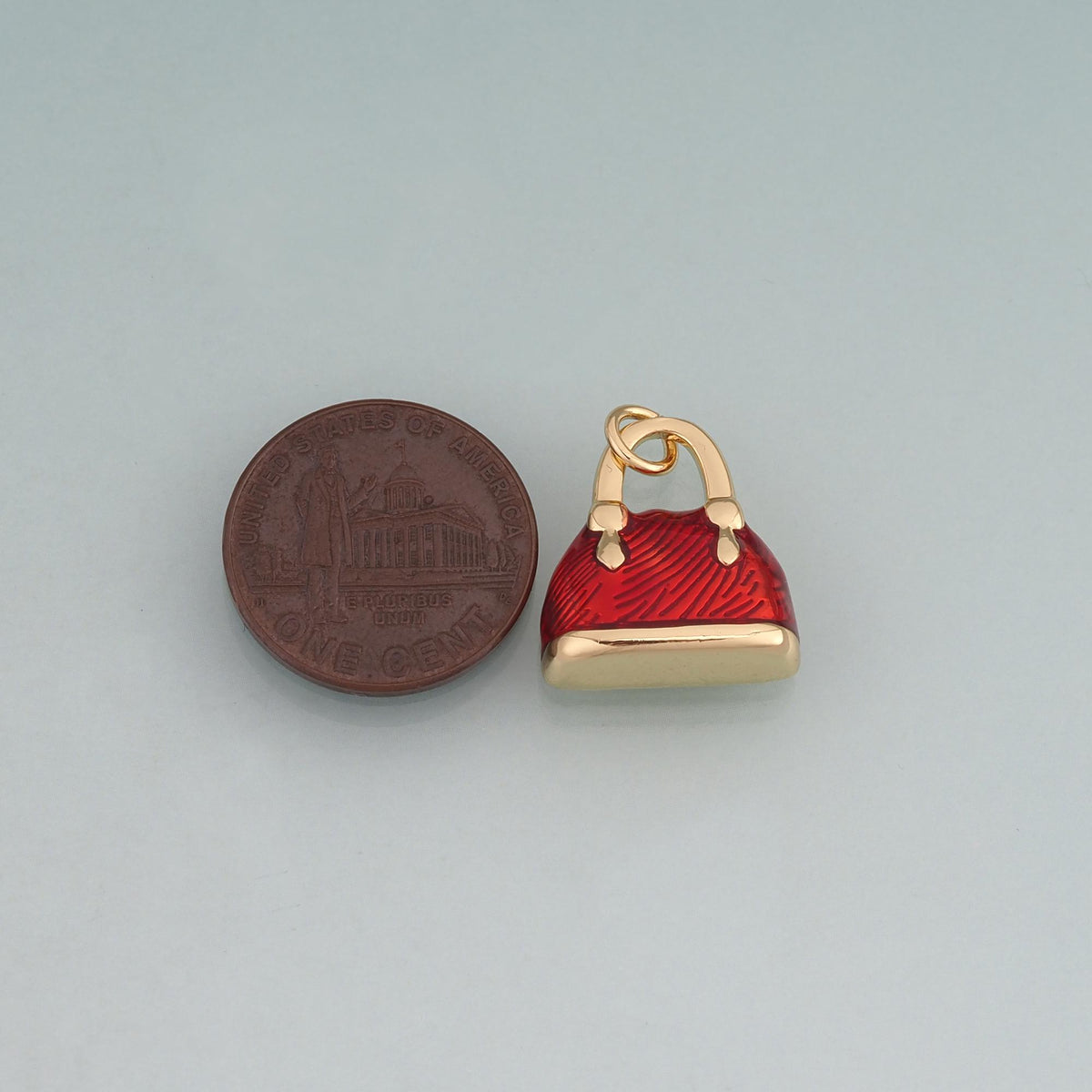 18K Gold Filled Enamel Handbag Pendant,Fashion Bag Charm Bracelet Necklace for DIY Jewelry Making Supply