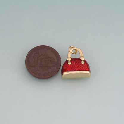 18K Gold Filled Enamel Handbag Pendant,Fashion Bag Charm Bracelet Necklace for DIY Jewelry Making Supply