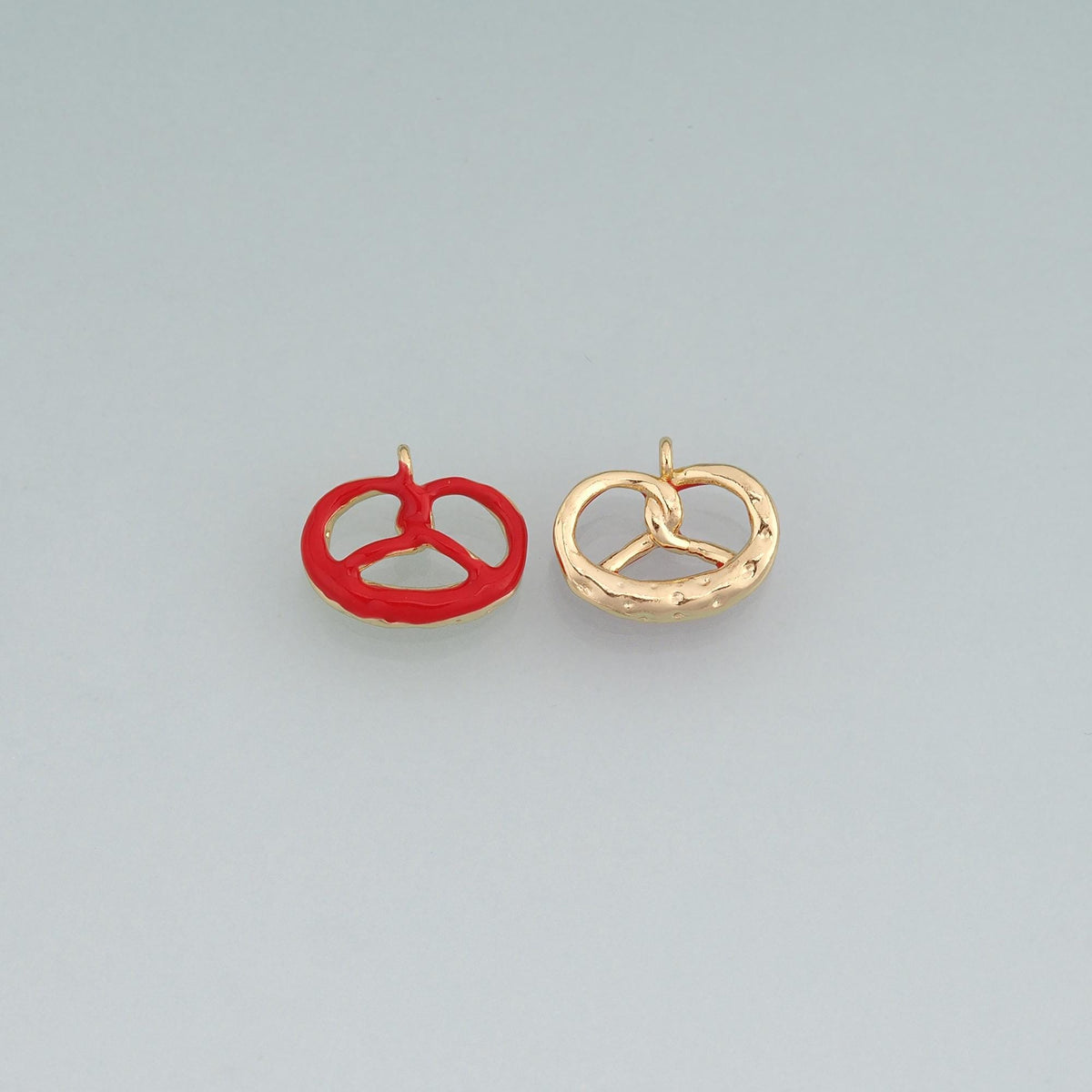 18K Gold Filled Enamel Pretzel Pendant,Bakery Snack Charm Bracelet Necklace for DIY Jewelry Making Supply
