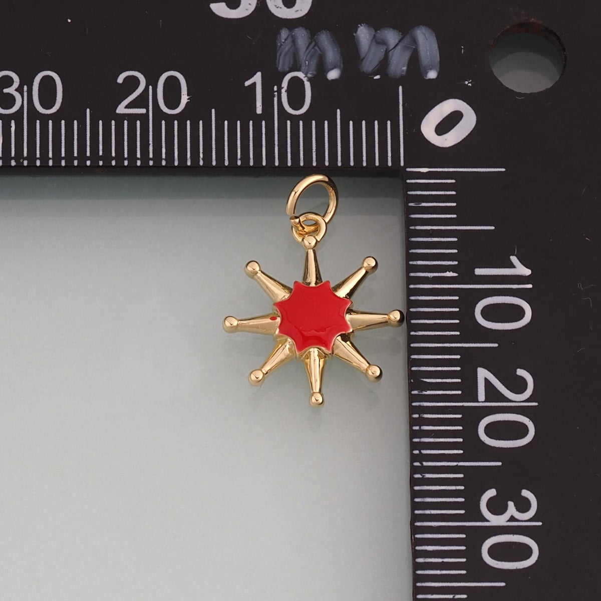 18K Gold Filled Enamel Sun Pendant,Celestial Charm Bracelet Necklace for DIY Jewelry Making Supply