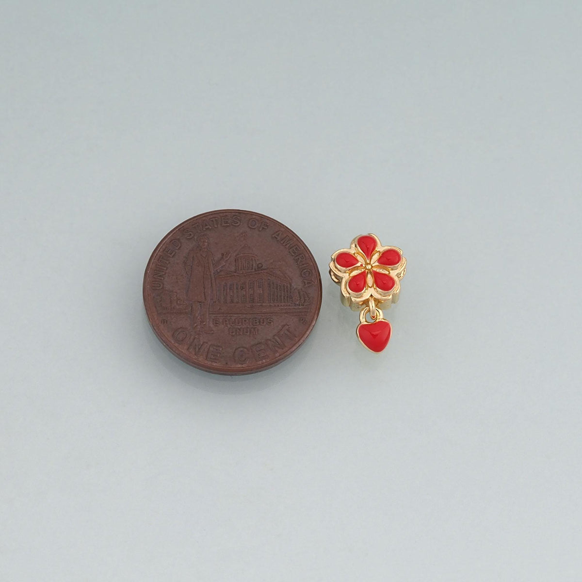 18K Gold Filled Enamel Flower Heart Beads Pendant,Colorful Floral Beads Charm Bracelet Necklace for DIY Jewelry Making Supply