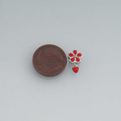 18K Gold Filled Enamel Flower Heart Beads Pendant,Colorful Floral Beads Charm Bracelet Necklace for DIY Jewelry Making Supply