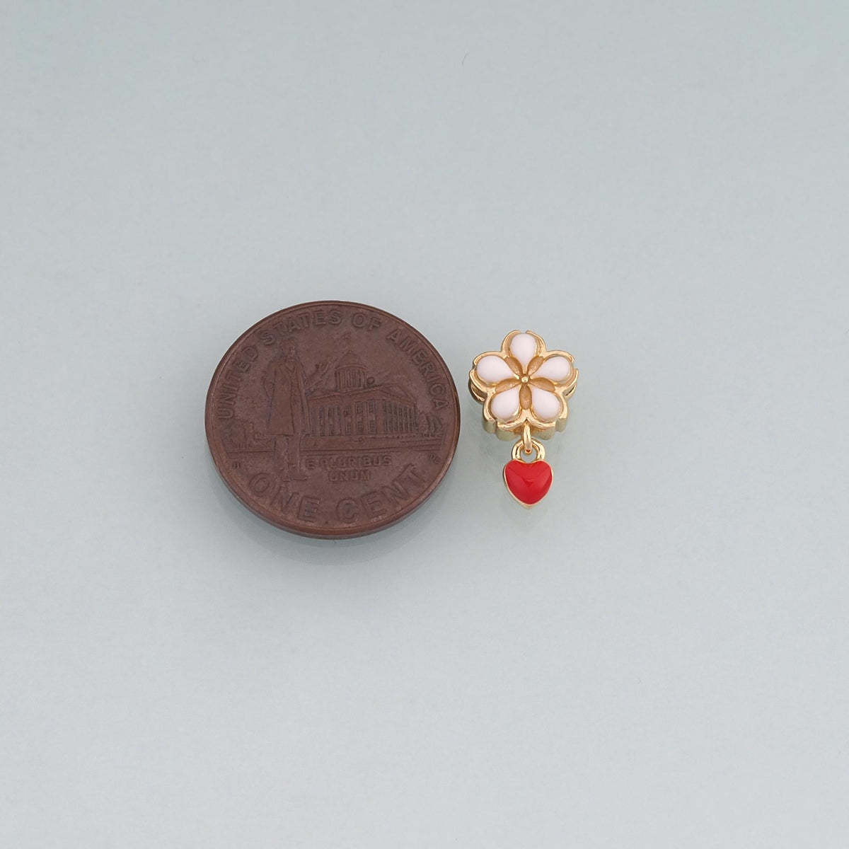 18K Gold Filled Enamel Flower Heart Beads Pendant,Colorful Floral Beads Charm Bracelet Necklace for DIY Jewelry Making Supply