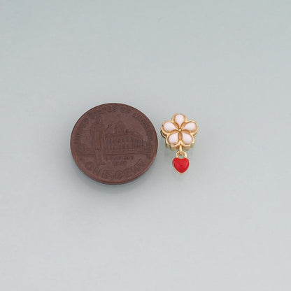 18K Gold Filled Enamel Flower Heart Beads Pendant,Colorful Floral Beads Charm Bracelet Necklace for DIY Jewelry Making Supply