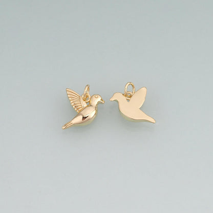 18K Gold Filled Pigeon Pendant,Minimalist Charm Bracelet Necklace for DIY Jewelry Making Supply