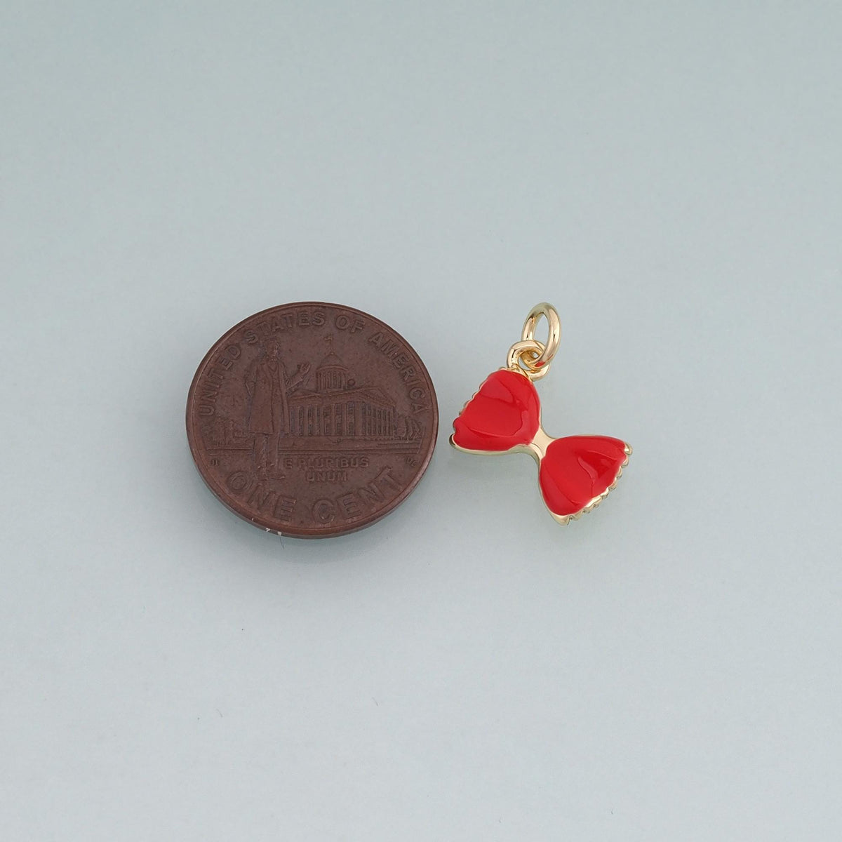 18K Gold Filled Enamel Bow Pendant,Minimalist Charm Bracelet Necklace for DIY Jewelry Making Supply