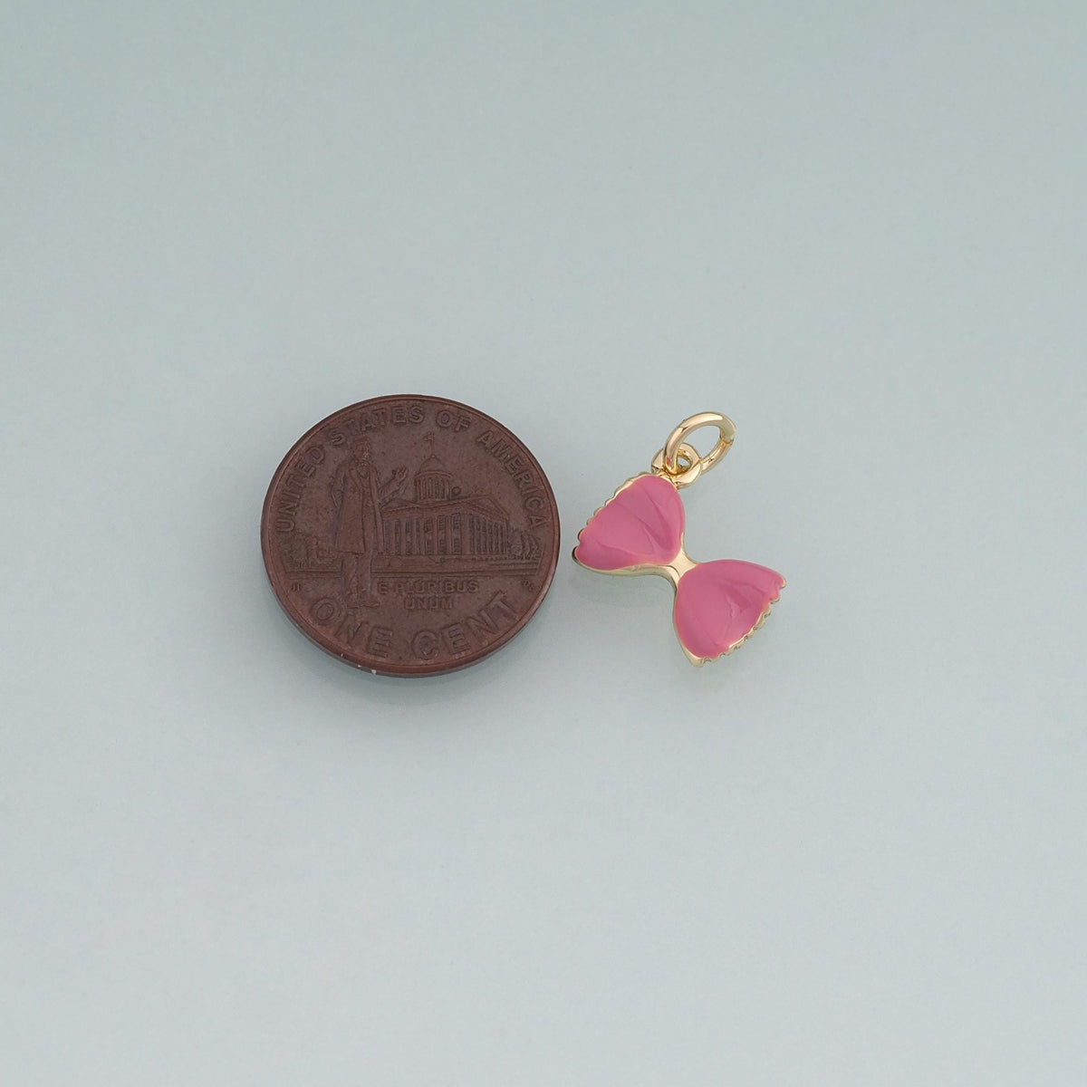 18K Gold Filled Enamel Bow Pendant,Minimalist Charm Bracelet Necklace for DIY Jewelry Making Supply