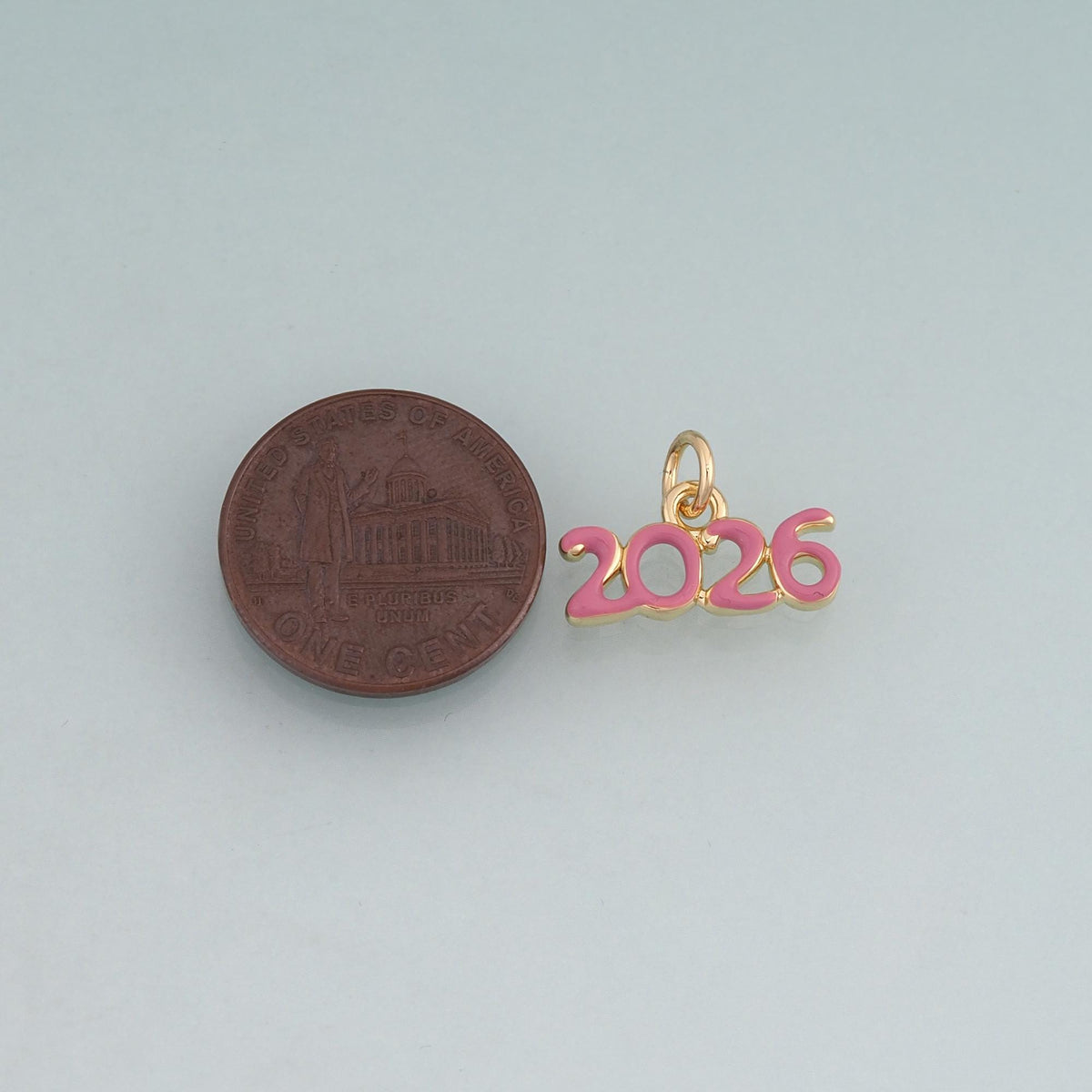 18K Gold Filled Enamel 2026 Year Pendant,Number Charm Bracelet Necklace for DIY Jewelry Making Supply